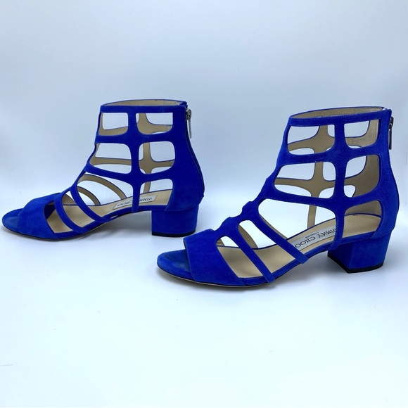 Jimmy Choo size 8 /38 Ren Cobalt Blue Suede Gladiator Sandal EUC - Picture 3 of 11